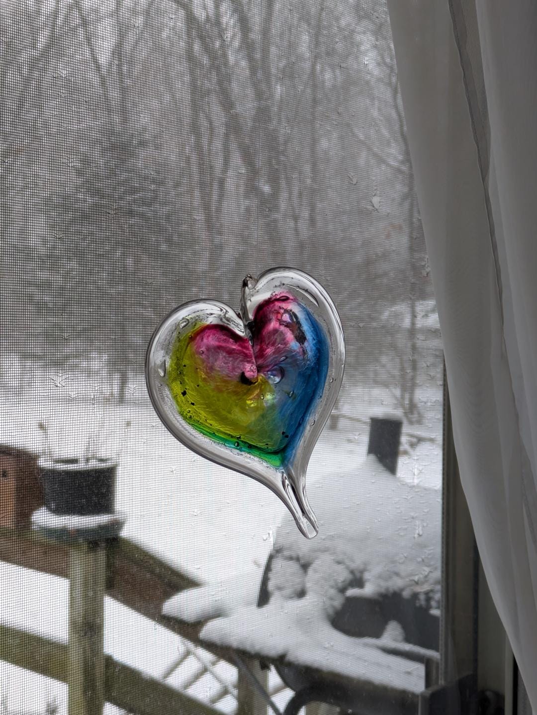 Customer photo review of Dichroic Heart Suncatcher with Infused Cremains