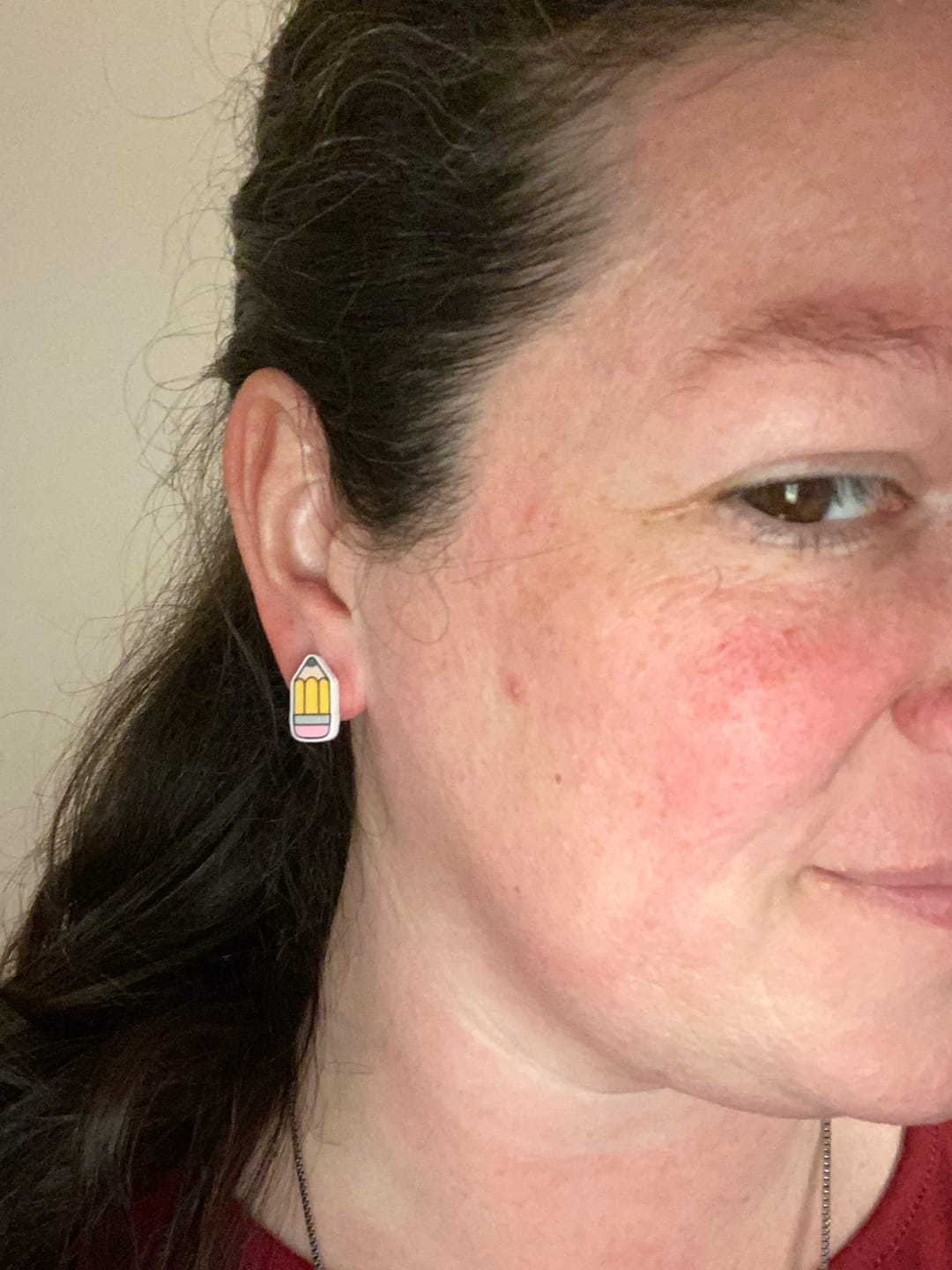 Customer photo review of No. 2 Pencil Studs Hypoallergenic Earrings for Sensitive Ears Made with Plastic Posts
