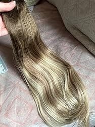 Customer photo review of Full Shine Sew In Hair Weft Bundles 100% Remy Human Hair Balayage (#3/8/22)