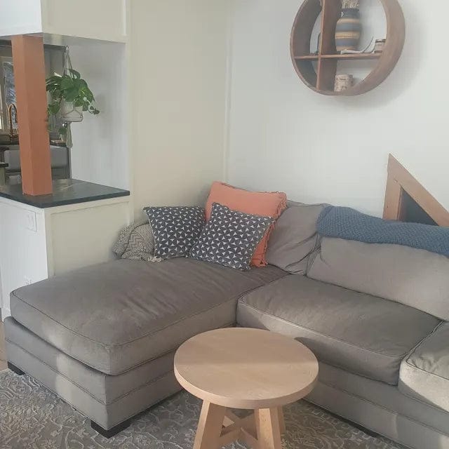 Customer photo review of Amber Round Farmhouse Coffee Table - Solid Pine Wood
