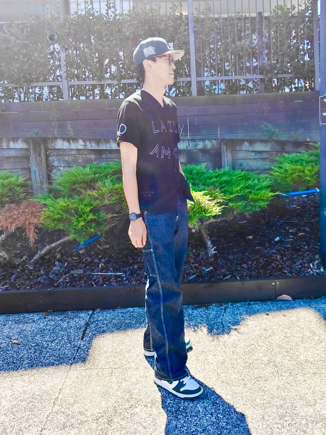 Customer photo review of Slub Pearl Yarn Indigo Denim Carpenter Pants