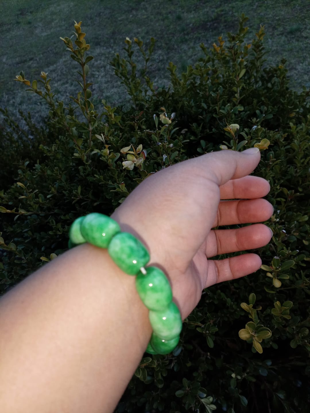 Customer photo review of Natural Green Jade Bracelet
