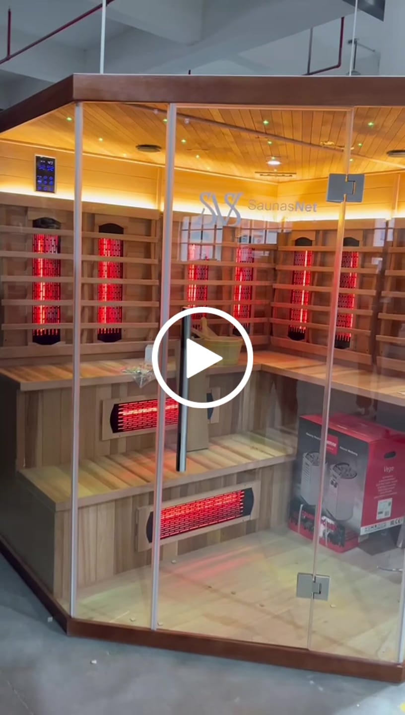 Customer video review of SAUNASNET® Infrared Cabin full spectrum Sauna for Apartment Hybrid Sauna 04