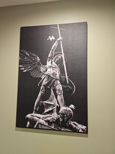 Customer photo review of ST. MICHAEL VS THE DEVIL CANVAS