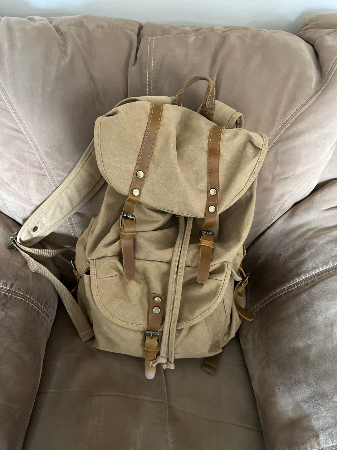 Customer photo review of The Retro Rambler - Canvas School Backpack