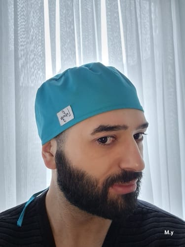 Customer photo review of Slim Surgical Cap Ocean Blue