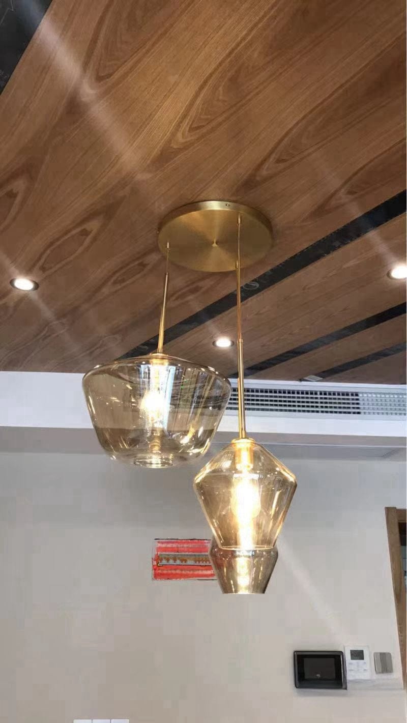 Customer photo review of Modern Minimalist Amber Glass Pendant Light