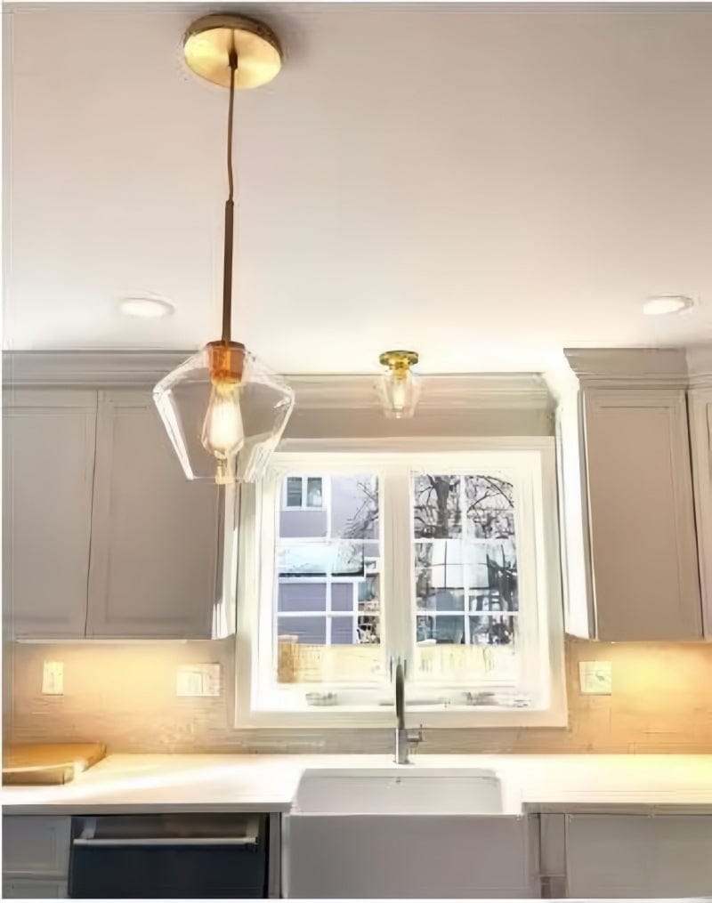 Customer photo review of Modern Minimalist Amber Glass Pendant Light