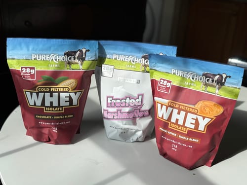 Customer photo review of 3 Flavor Whey Protein Isolate Combos
