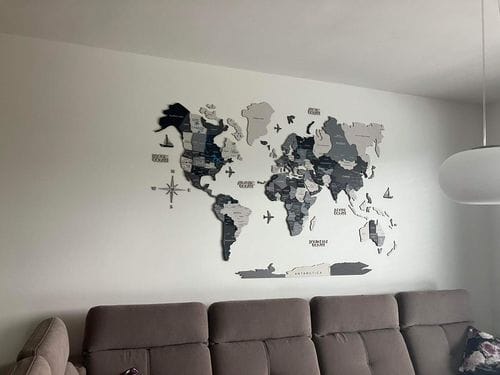 Customer photo review of 3D Holz Weltkarte Nordik