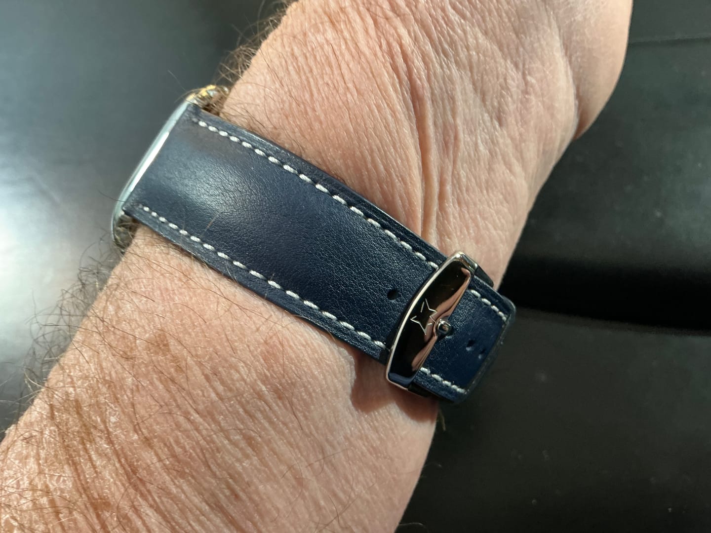Customer photo review of Le Petit Prince x Bluebonnet Italian Leather Apple Watch Band - Midnight Blue