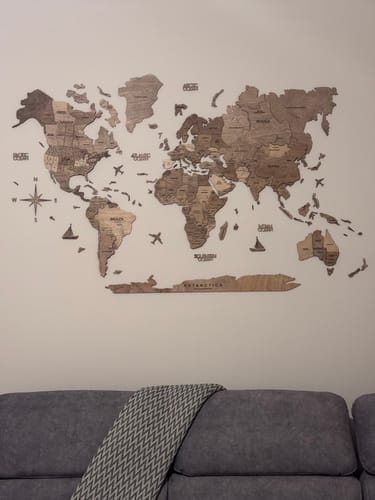 Customer photo review of 3D Weltkarte aus Holz Terra