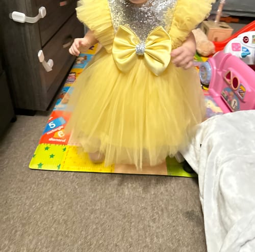 Customer photo review of Infant Birthday Dresses Baby Girl Bow Puffy Mesh Princess Dresses First Communion Dress