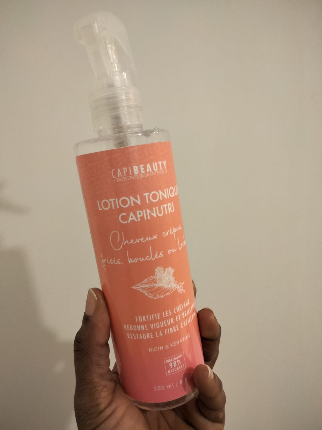 Customer photo review of Lotion Tonique Capinutri Ricin & Kératine 250ml – Cheveux Bouclés, Frisés, Crépus