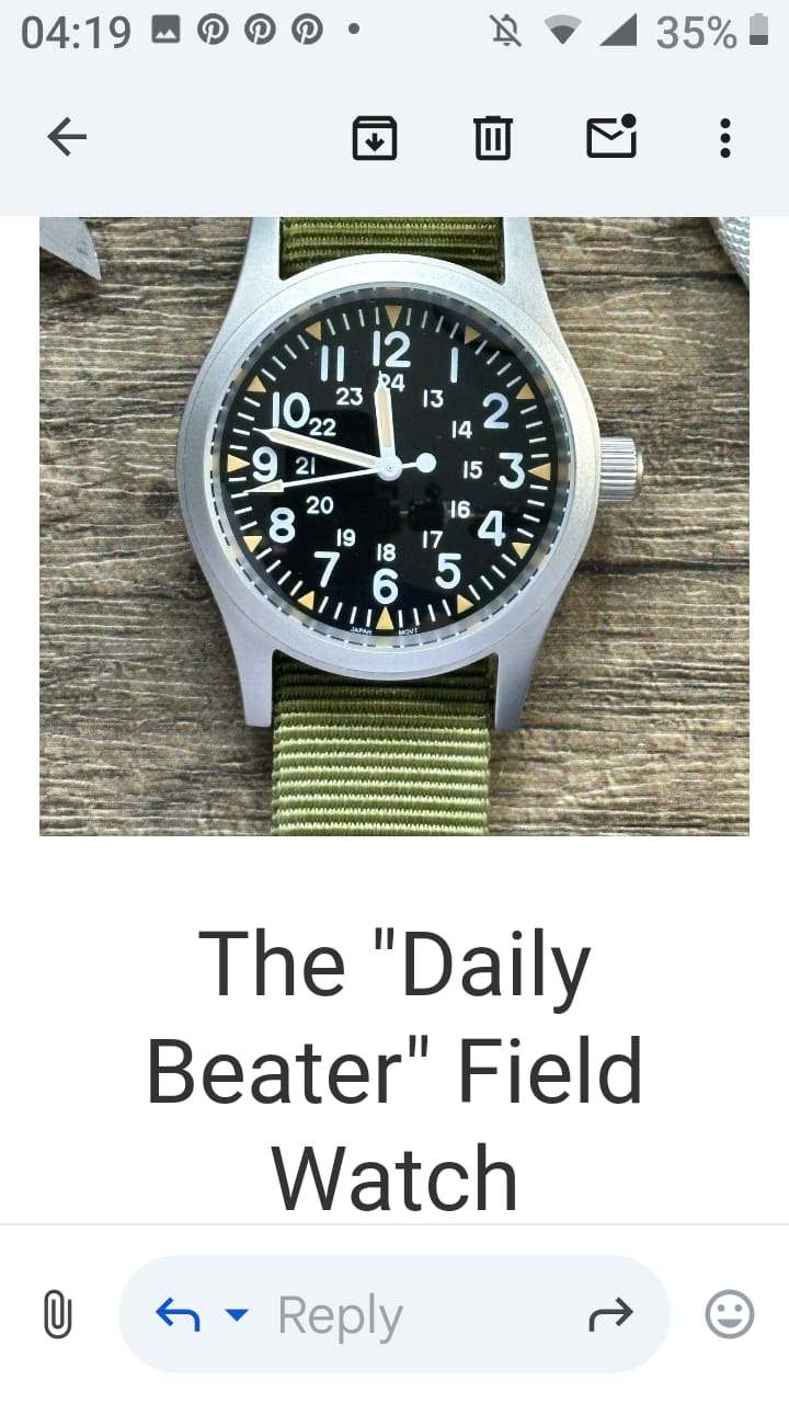 Customer photo review of The "Daily Beater" Field Watch