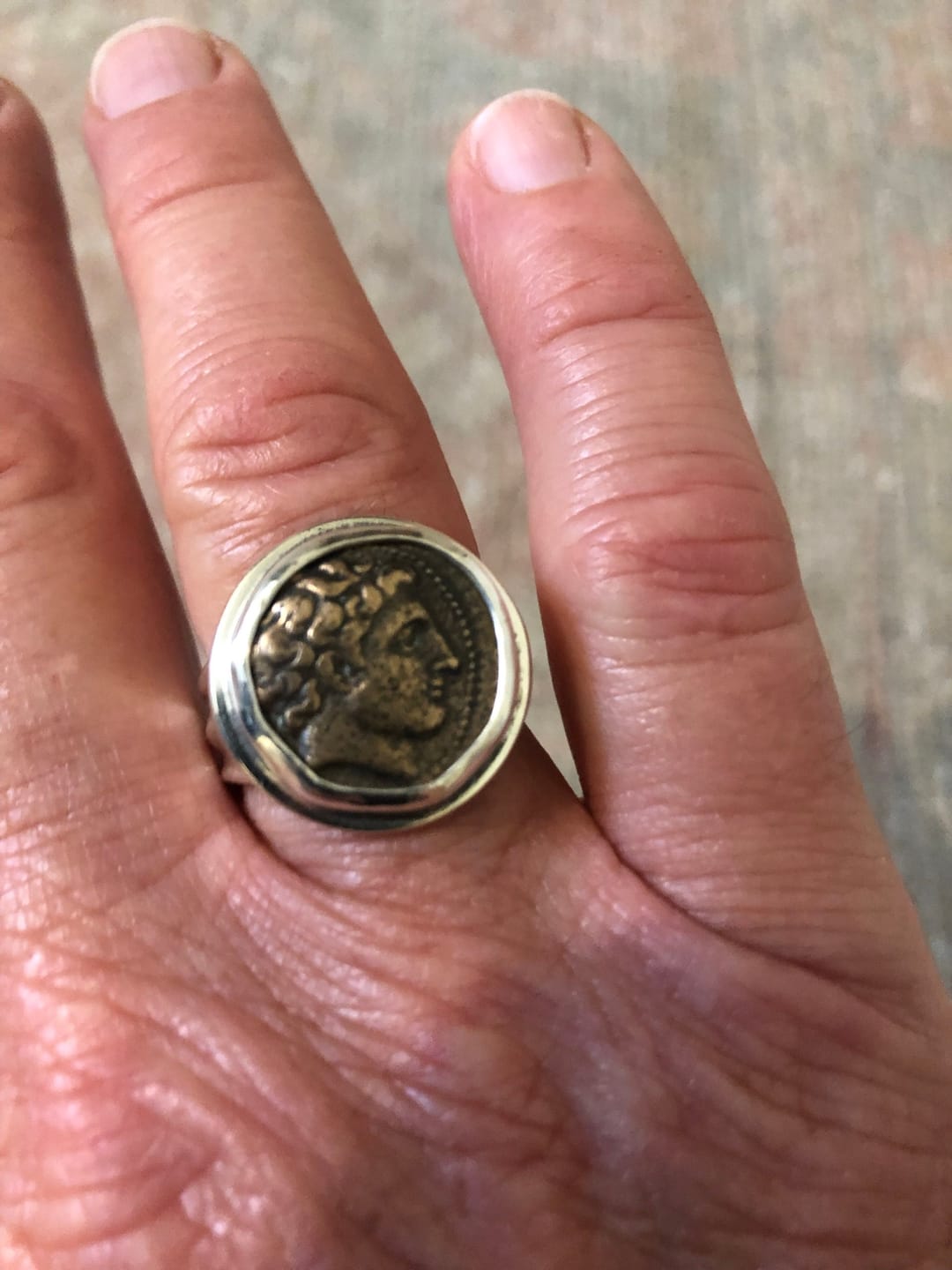Customer photo review of Sterling Silver Ring, Phalanna, Male Head, Nymph, 7138