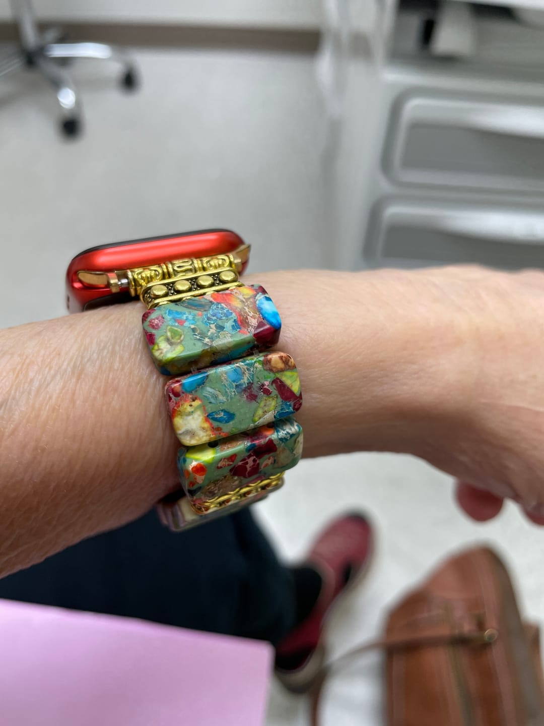 Customer photo review of Chic Flower Stretch Apple Watch Strap