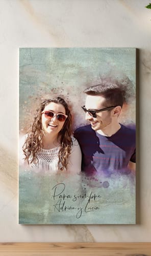 Customer photo review of Tu foto en estilo acuarela | Regalo personalizable para pareja, novia y novio