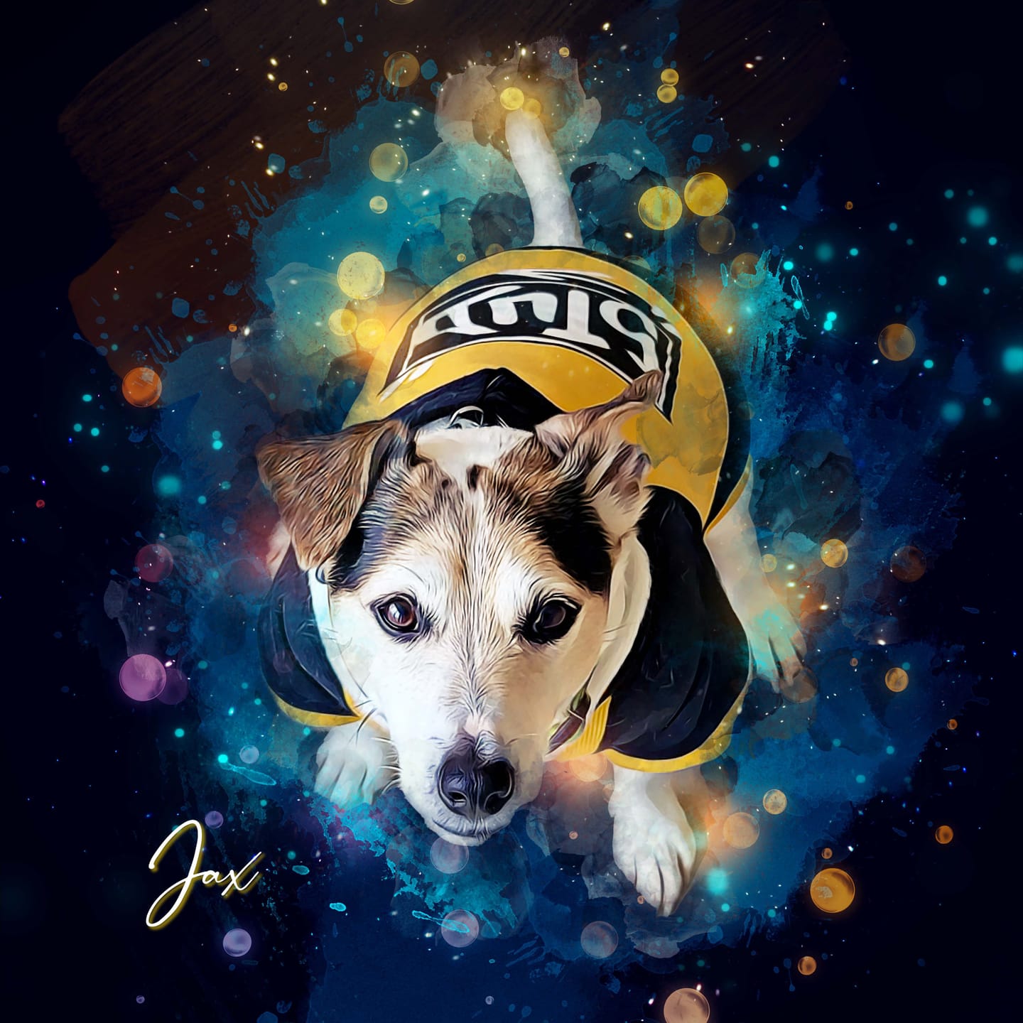 Customer photo review of Custom Neon Watercolor Pet Portrait – Aesthetic Neon Style (AN)