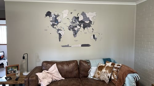 Customer photo review of 3D Holz Weltkarte Nordik