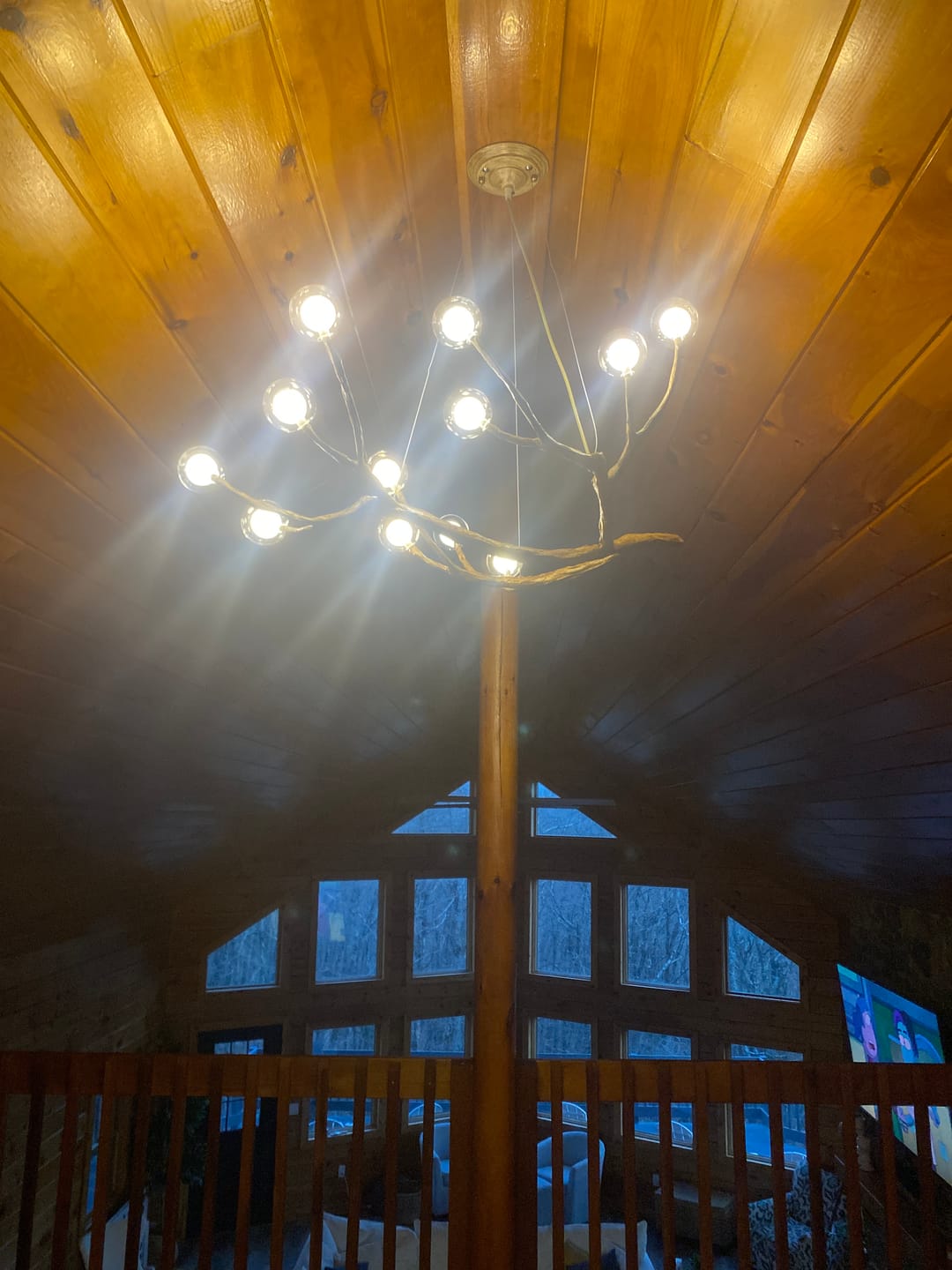 Customer photo review of Rustic Tree Branch Chandelier, Dimmable