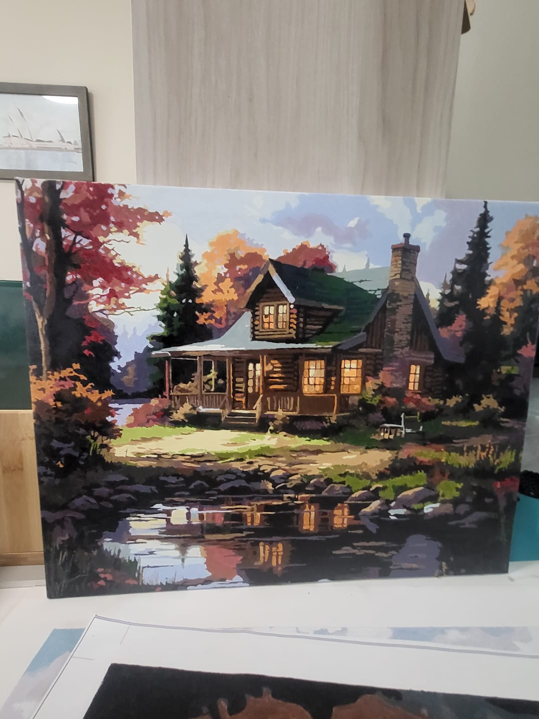 Customer photo review of Lakeside Retreat - Landscape Painting by numbers