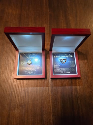 Customer photo review of Gift for Granddaughter From Grandpa "Keep Me In Your Heart" Interlocking Hearts Necklace