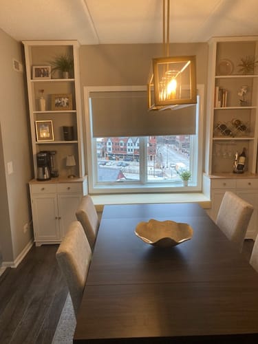 Customer photo review of SmartWings Motorized Roller Shades 100% Blackout Safari