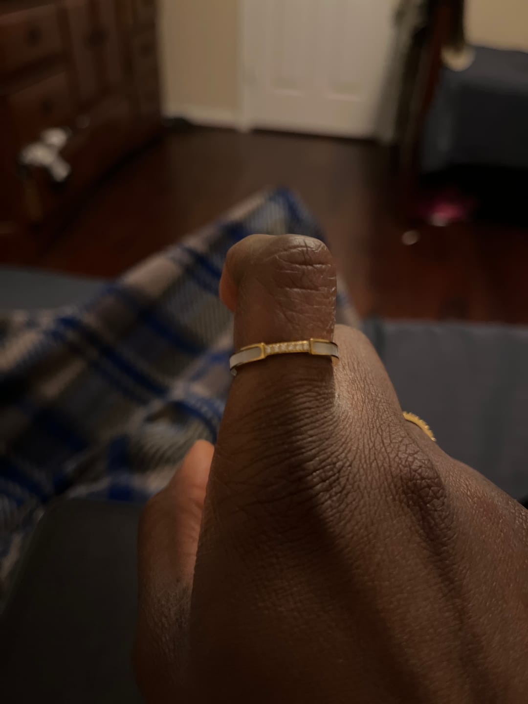 Customer photo review of Mother Of Pearl & Crystal Ring
