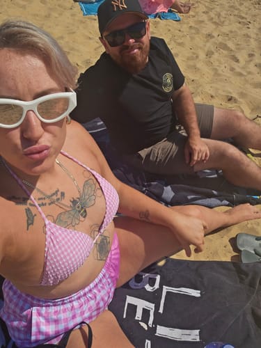 Customer photo review of Pink & White Chequered - Footy Shorts (With Pockets) Gingham