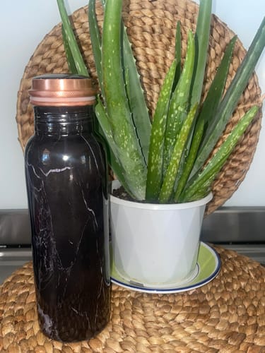 Customer photo review of Black Meena Print Copper Water Bottle
