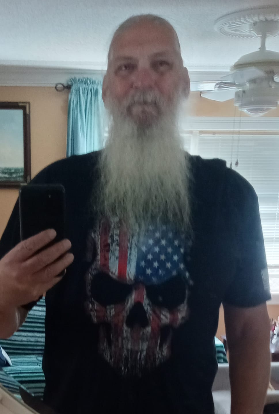 Customer photo review of USA Flag Skull T-Shirt