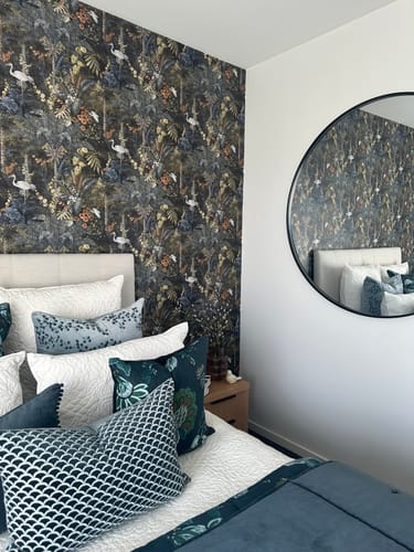 Customer photo review of Masoala - Tropical Wallpaper With Cranes - Navy