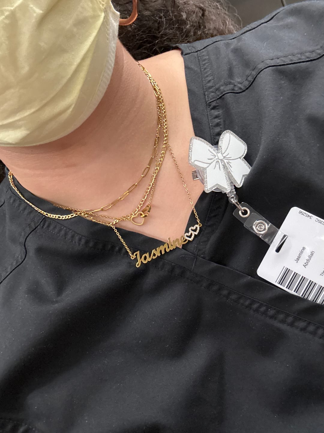 Customer photo review of Engraved Double Heart Necklace