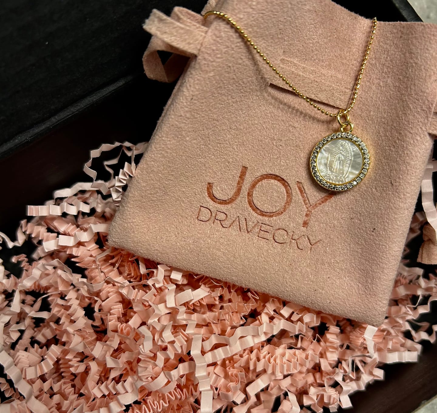 Customer photo review of Petite Mother Mary Necklace