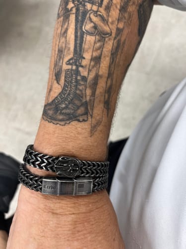 Customer photo review of Deal 33% Off- Knight's Creed BELIEVE Credo Bracelet: Helps Pair Veterans with Service or Shelter Dogs