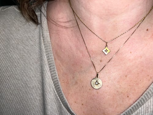 Customer photo review of Victorian Antique English 15k Gold Rose Cut Diamond Engraved Star Charm Pendant