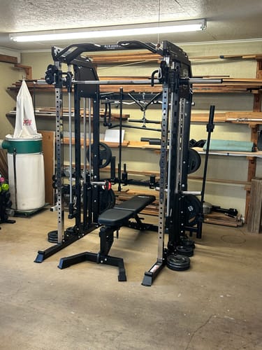 Customer photo review of Jacked Up Power Rack PLATE All-Inclusive Functional Trainer Cable Crossover Cage Home Gym w/ Smith Machine