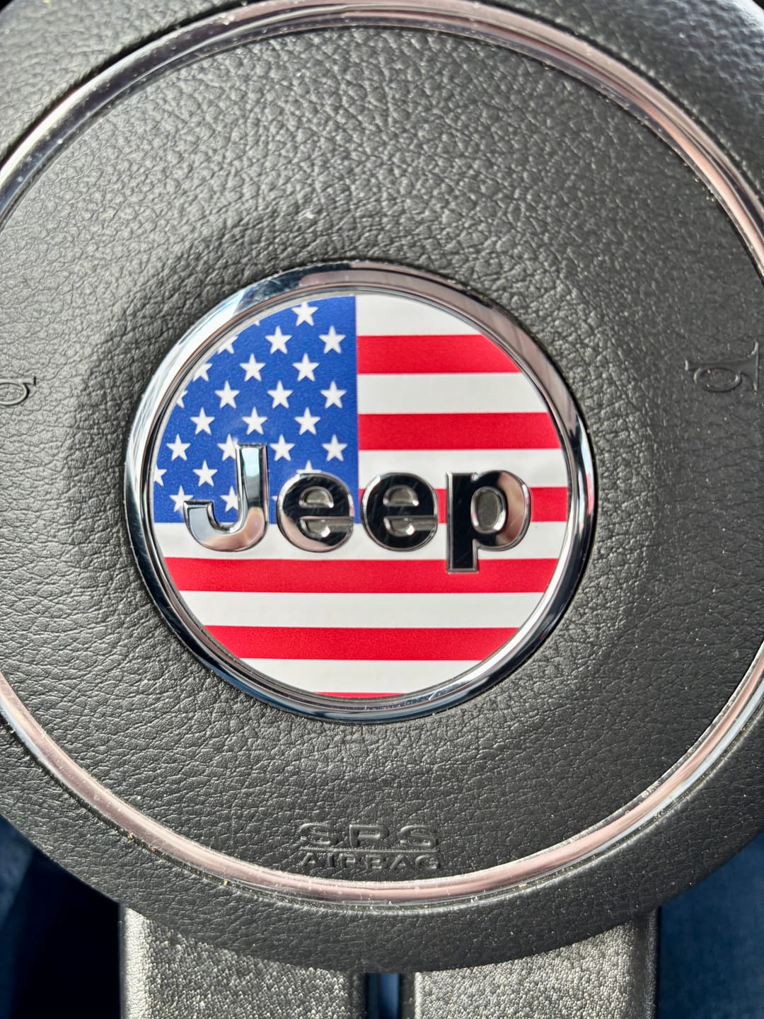 Customer photo review of American Flag Steering Wheel Decal for Jeep