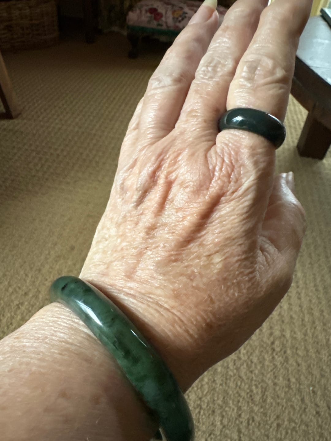 Customer photo review of Wide Greenstone Ring