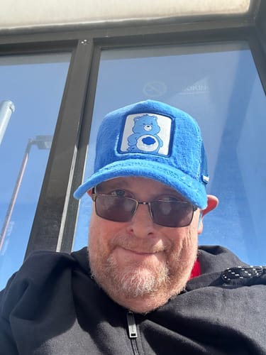 Customer photo review of OVERLORD X Care Bears:  Grumpy Bear Trucker Cap