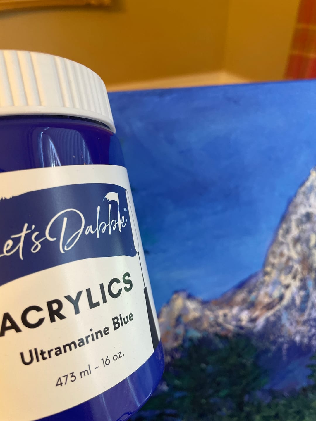 Customer photo review of Ultramarine Blue 16 oz | Thick & Creamy Acrylic Paints for Artists | DabblePaints™️