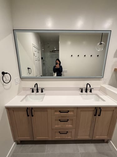 Customer photo review of Bridgeport 72" White Oak Bathroom Vanity, Double Sink