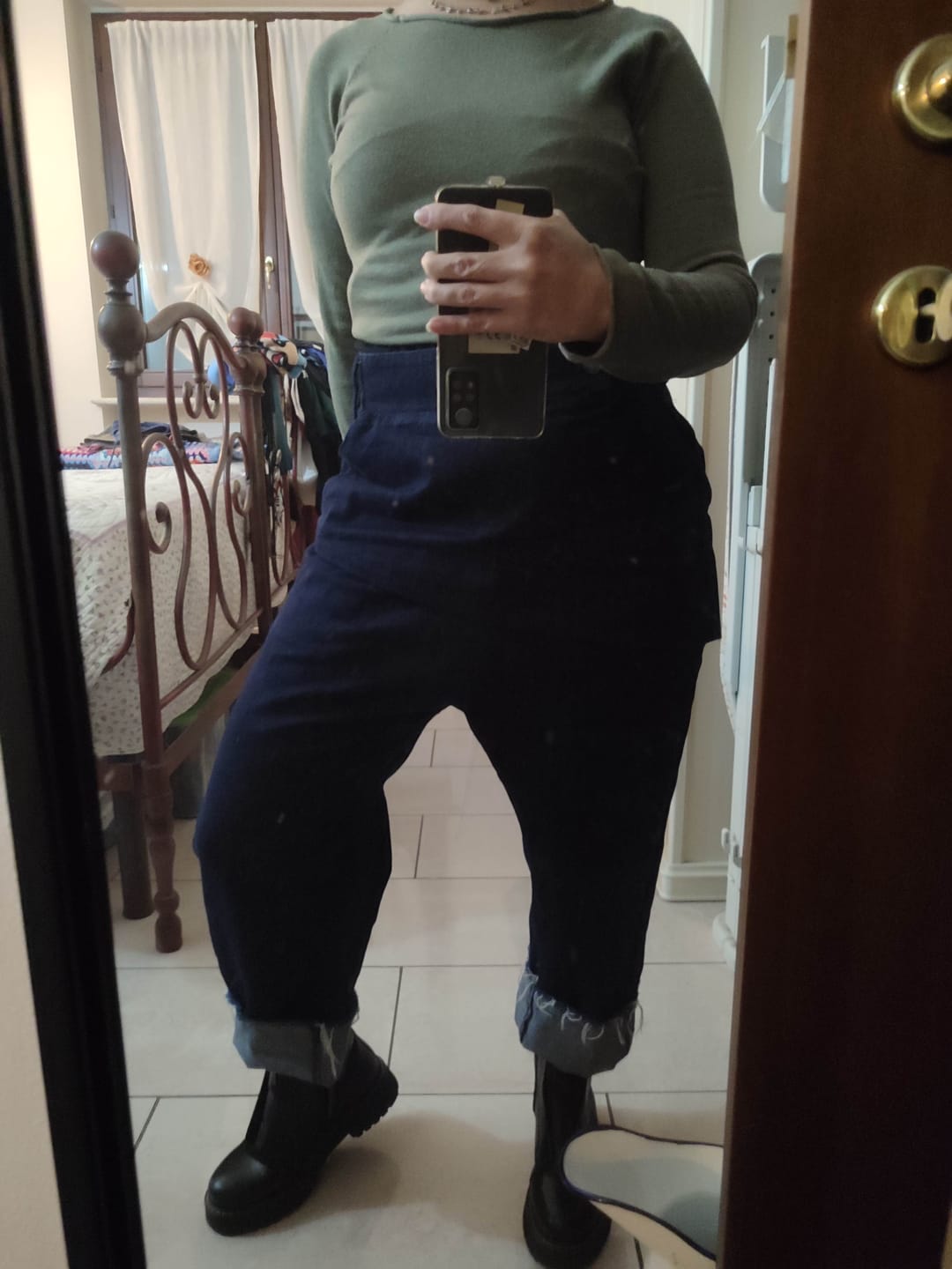 Customer photo review of Drop-Crotch Flap Jeans