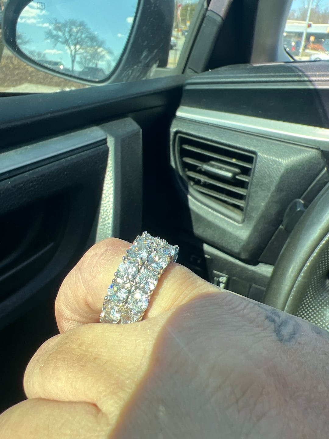 Customer photo review of Moissanite Double Row Ring - 925 Silver - D Colour - VVS1