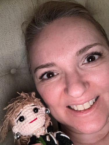 Customer photo review of Dolly® Personalized Crochet Doll with Photo Card