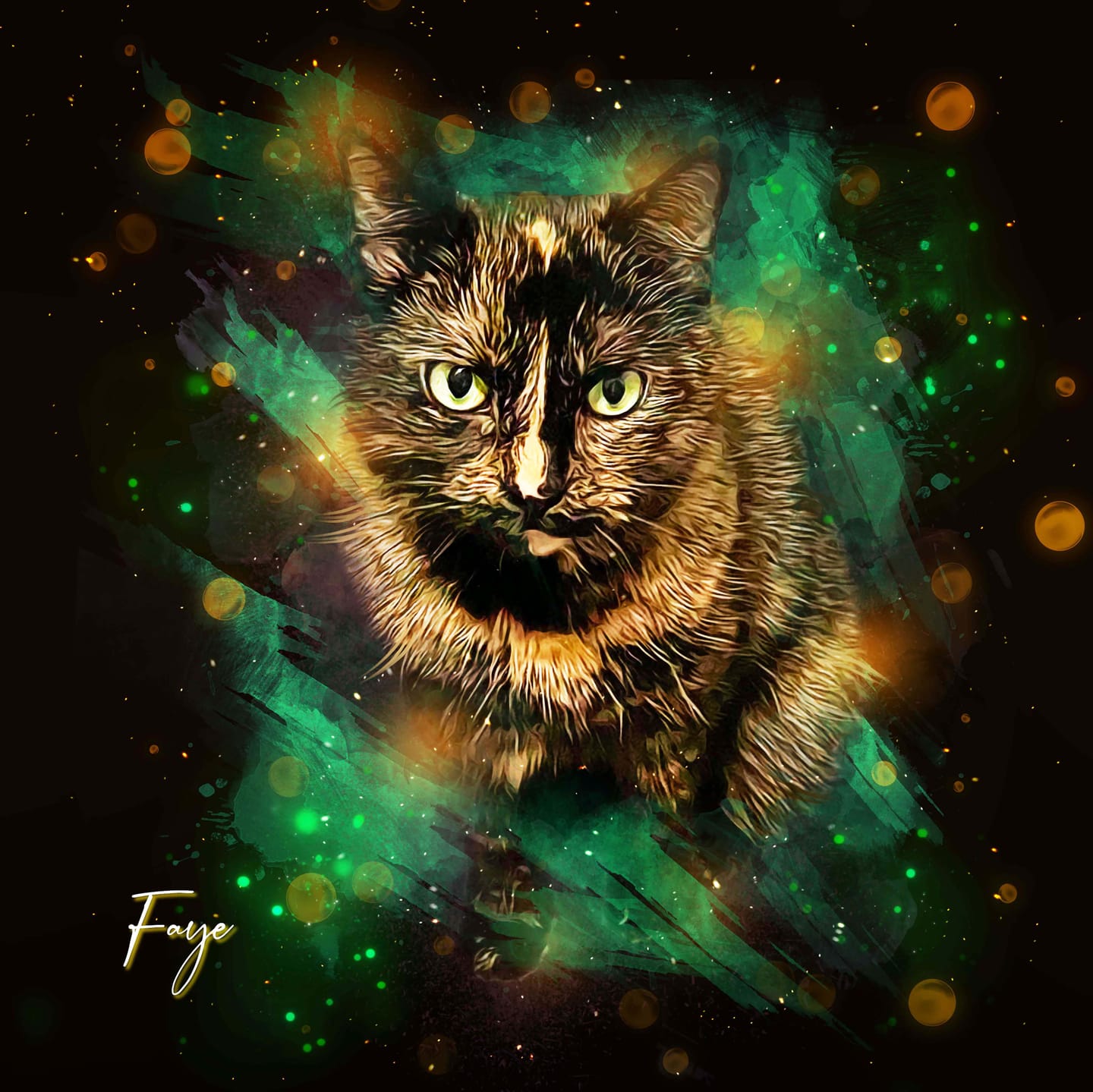Customer photo review of Custom Neon Watercolor Pet Portrait – Aesthetic Neon Style (AN)