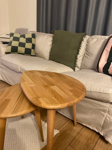 Customer photo review of Ahşap Zigon Sehpa 3'lü Set - Doğal Masif Kestane Ağacı (Ercol Stil)