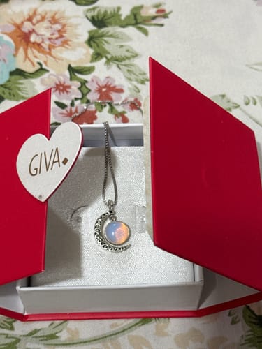 Customer photo review of Oxidised Silver Moonstone Crescent Pendant with Box Chain