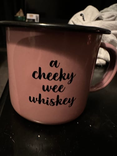 Customer photo review of Cheeky Wee Whiskey Enamel Mug